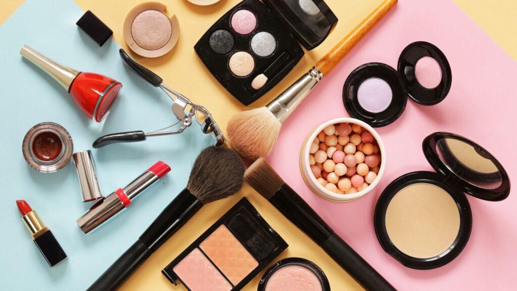 a collection of cosmetics