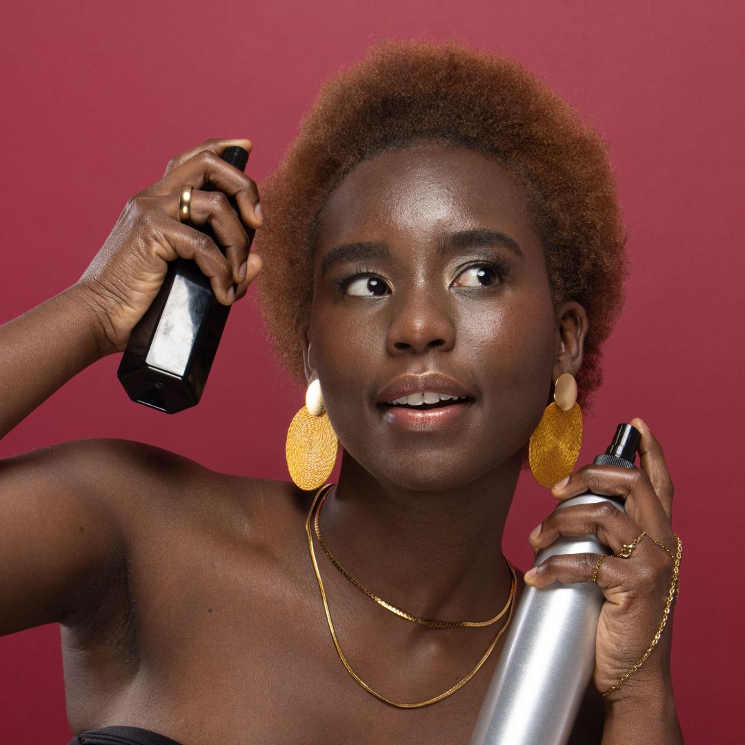 woman using hair products